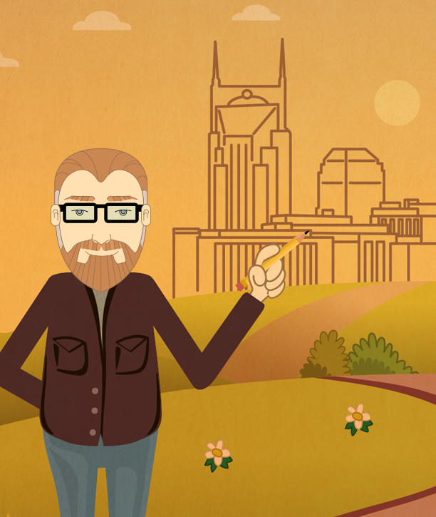 Image of Jason Horn drawing the Nashville skyline.