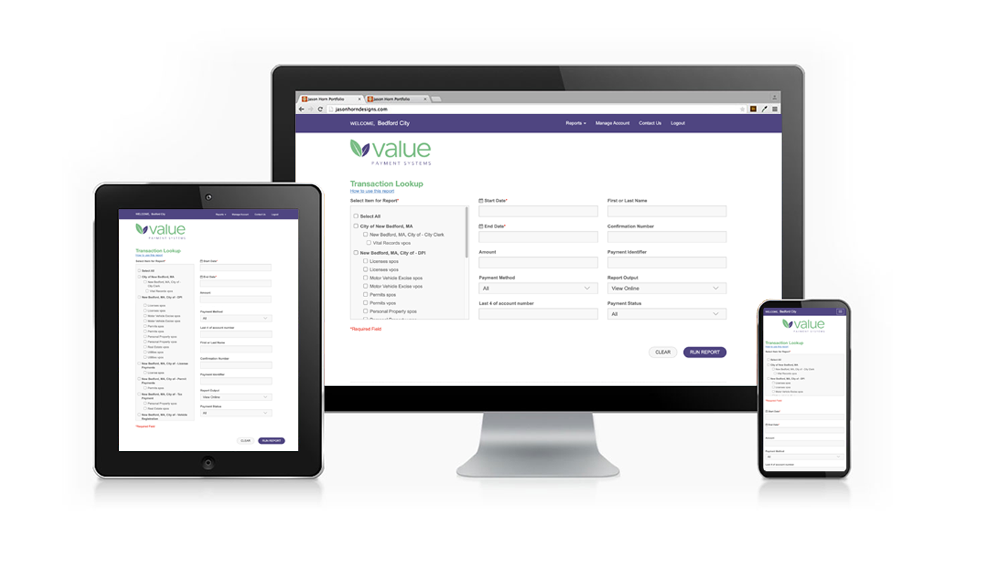 The VPS Reporting Tool project shown on different sized devices.